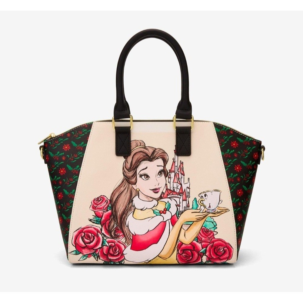 Loungefly Disney Beauty And The Beast Belle Red Roses HOLIDAY Satchel Crossbody